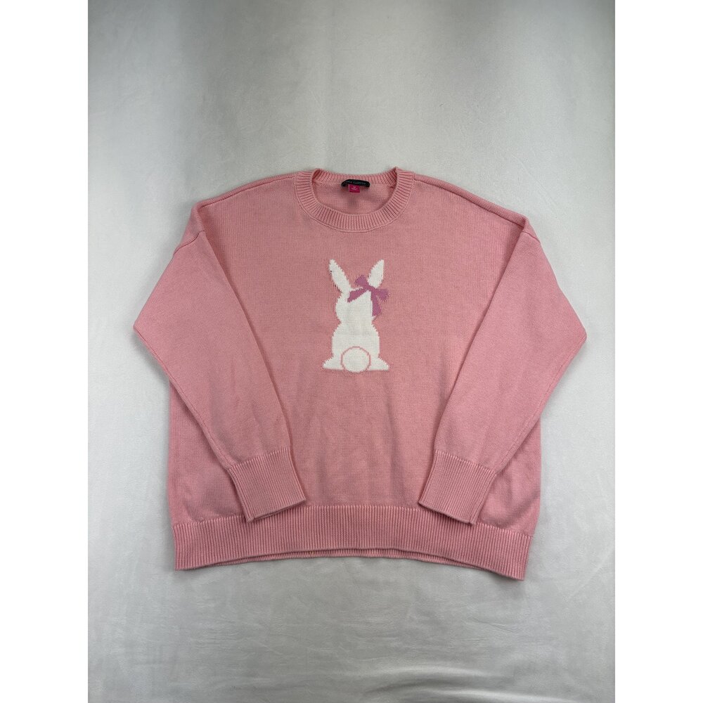 Vince Camuto Pink Bunny Crewneck Sweater Size M - Picture 2 of 11